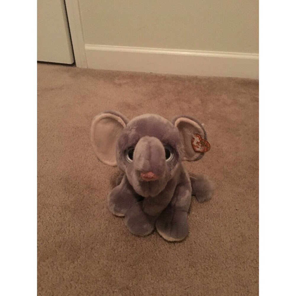 Ty Africa Plush Elephant Beanie Baby Gray